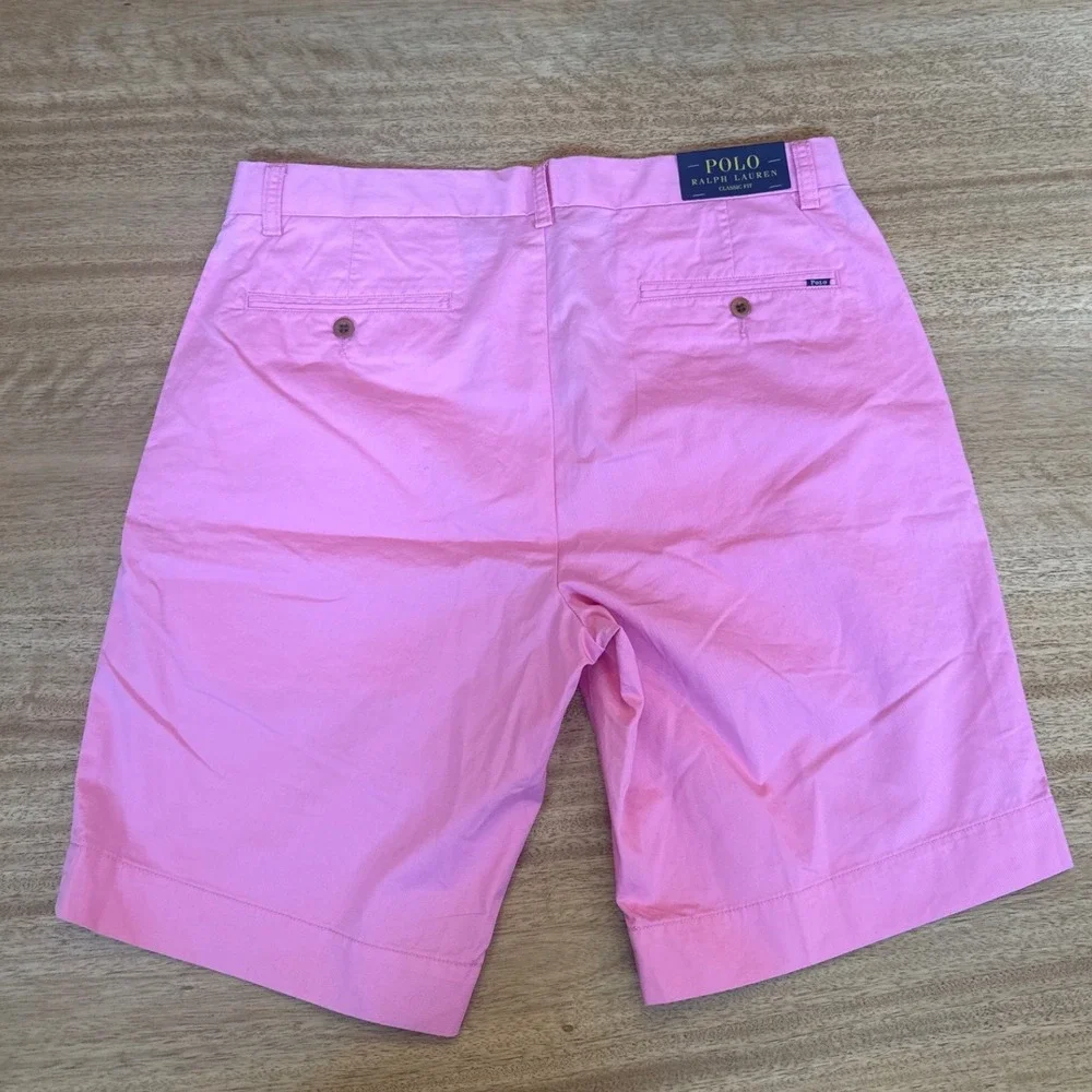 Polo Ralph Lauren Mens Classic Fit Pink Pima Cotton Chino Shorts Size 33 NWT